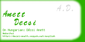 anett decsi business card